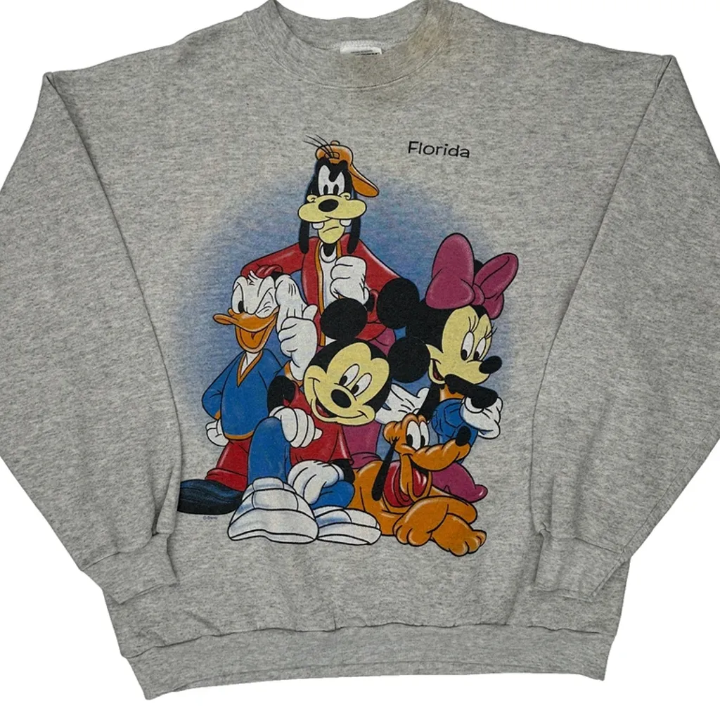 Disney Characters Tultex Cartoon Sweatshirt - Large Gray Cotton Blend - Image 4