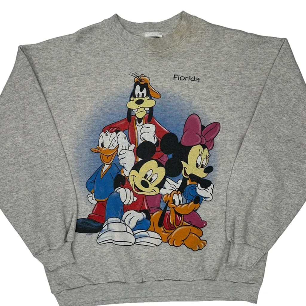 Disney Characters Tultex Cartoon Sweatshirt - Large Gray Cotton Blend - Image 5