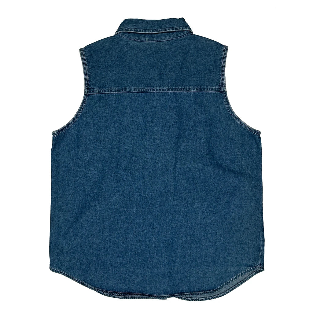 Disney Vest Cartoon Denim Shirt - Medium Blue Cotton - Image 2