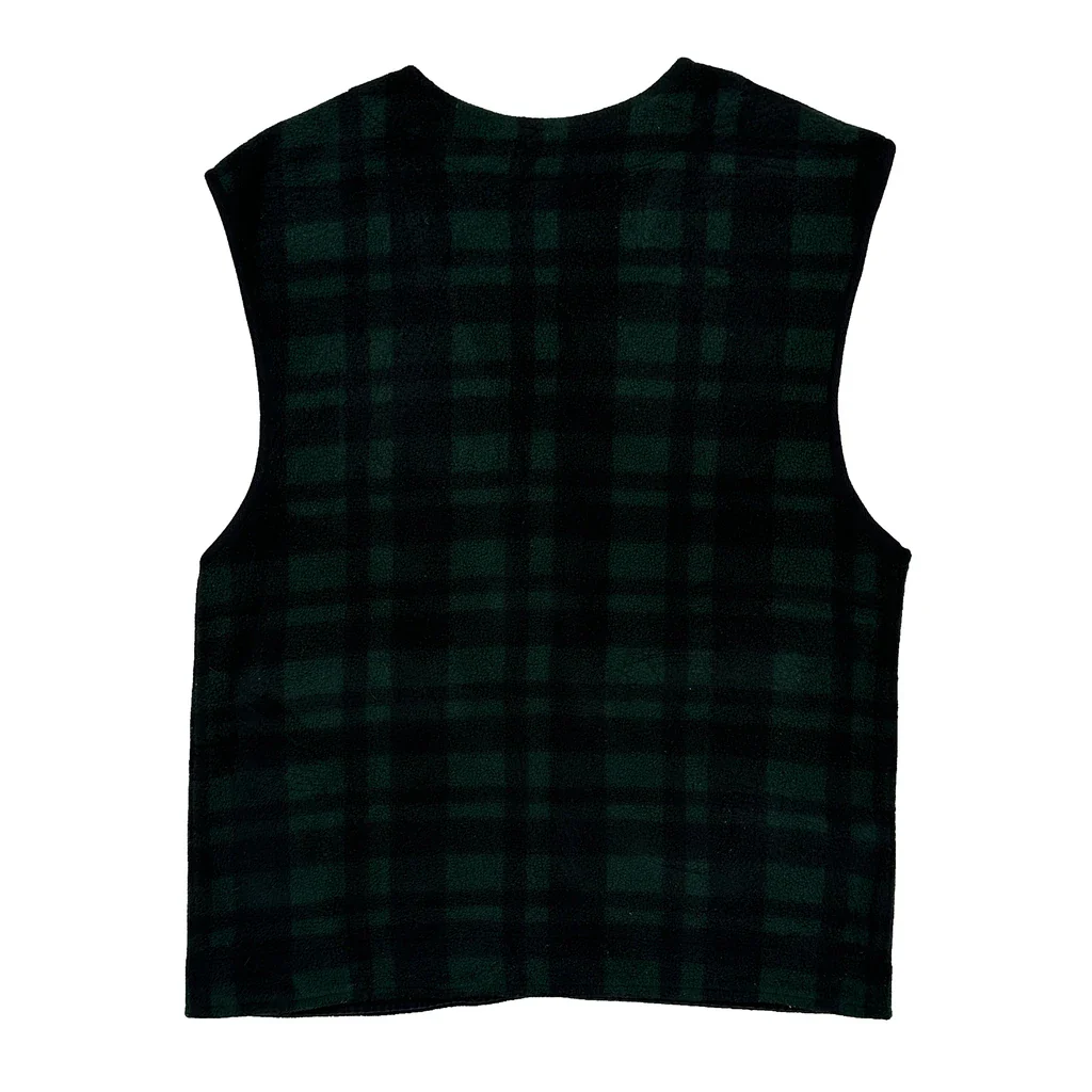Disney Checked Fleece Vest - Small Green Polyester - Image 2