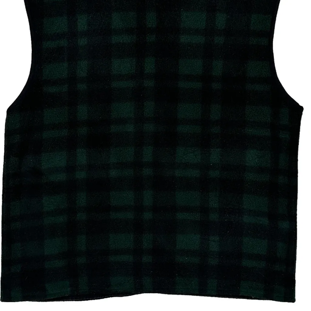 Disney Checked Fleece Vest - Small Green Polyester - Image 7