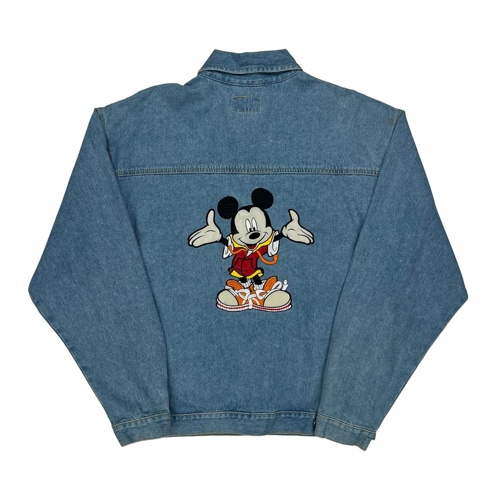Disney Mickey Cartoon Denim Jacket - Large Blue Cotton - Image 2
