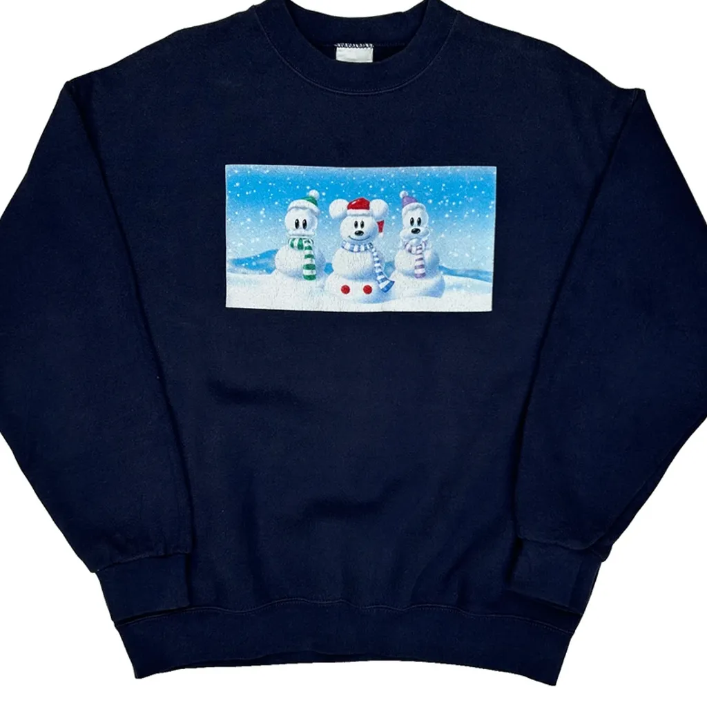 Disney Christmas Sweatshirt - Large Navy Cotton - Image 5