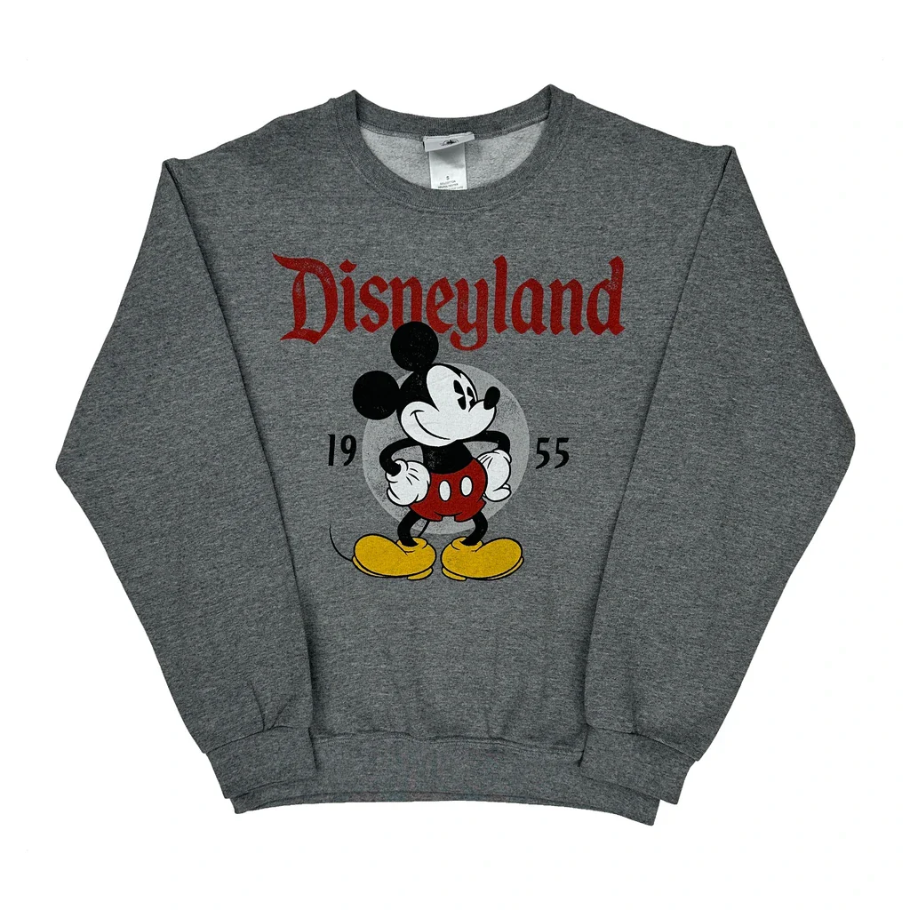 Disney Mickey Mouse Sweatshirt - Small Gray Cotton Blend