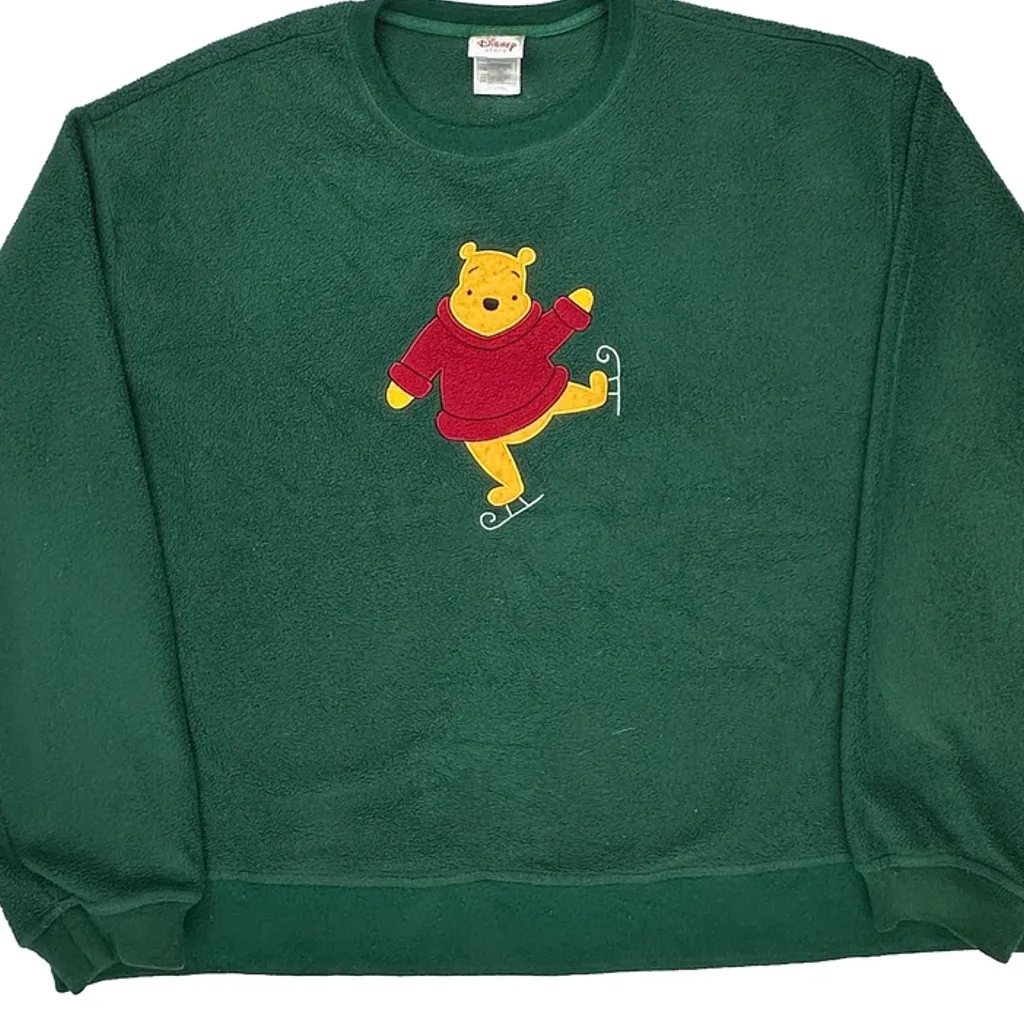 Disney Cartoon Sweatshirt - 2XL Green Polyester - Image 5