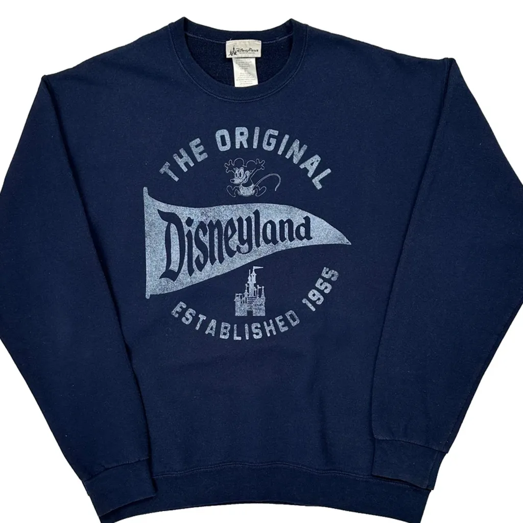 Disneyland Disney Graphic Sweatshirt - Large Navy Cotton Blend - Image 4
