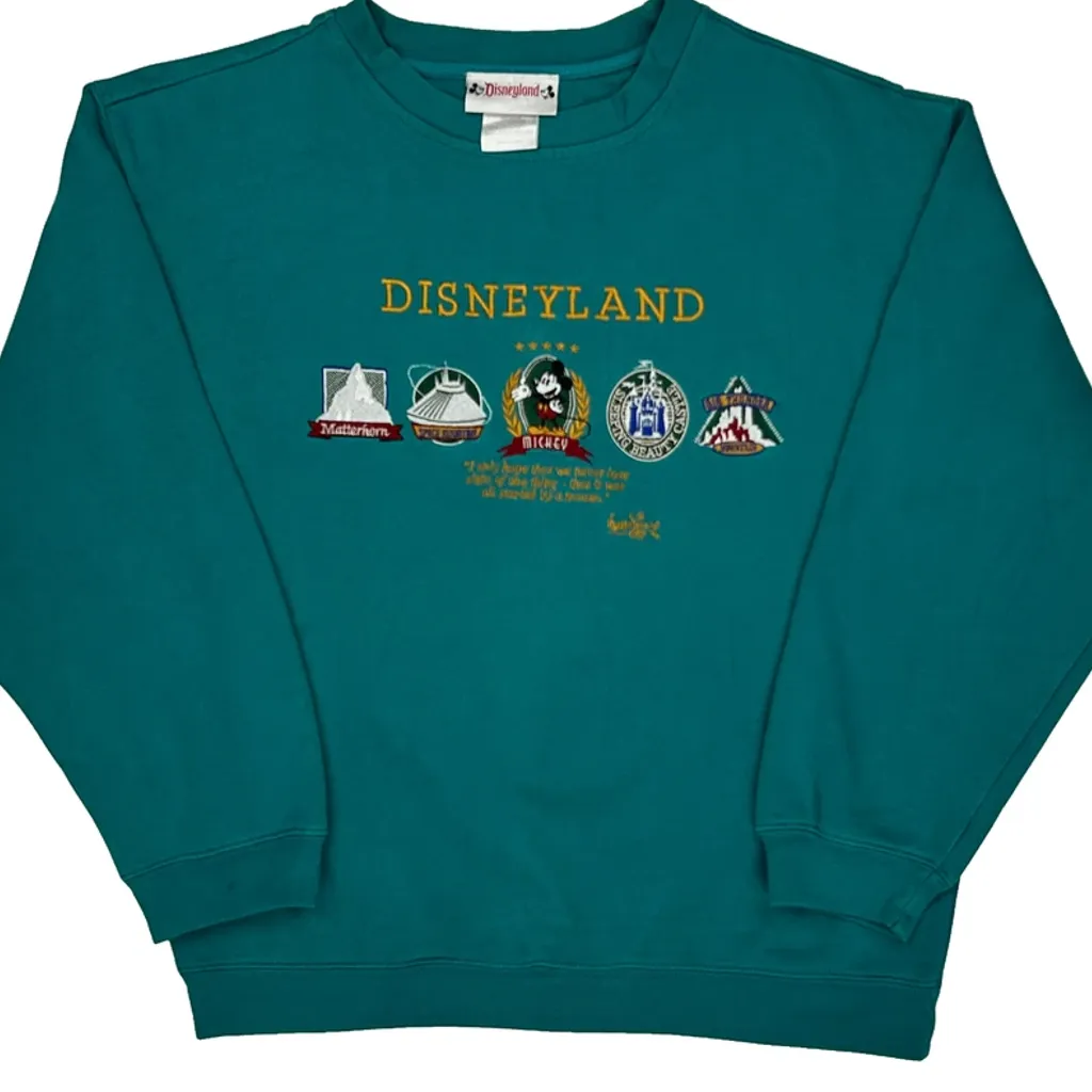 Disneyland Disney Graphic Sweatshirt - Small Green Cotton - Image 5