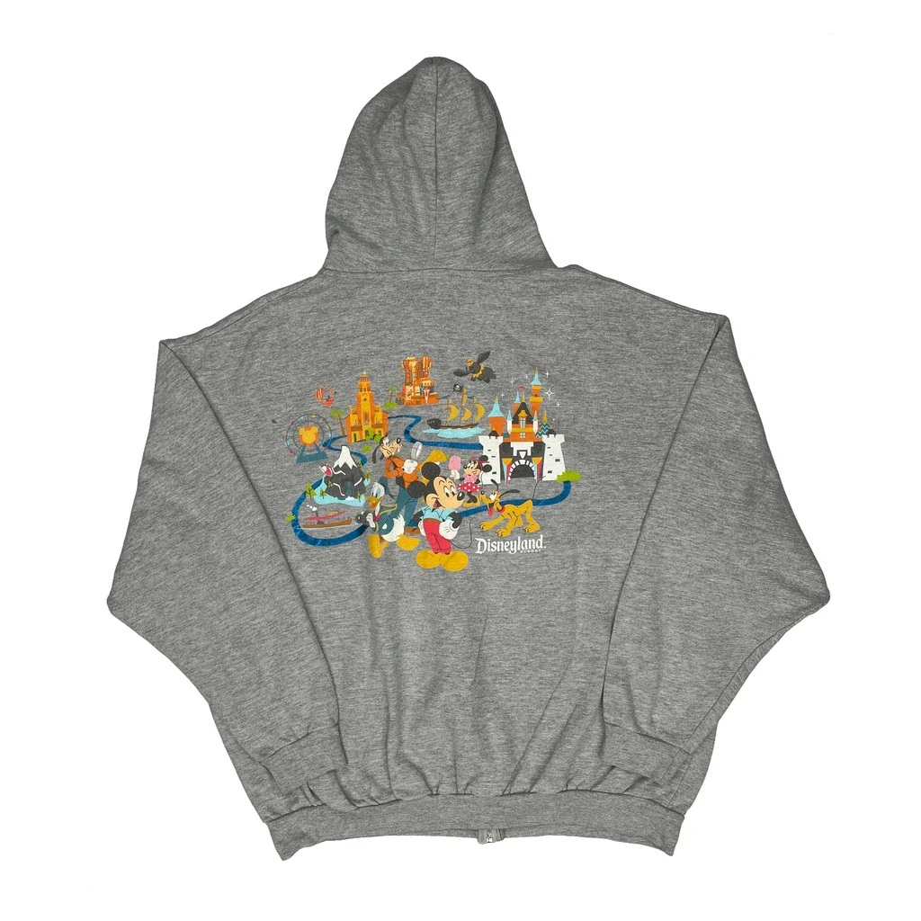 Disneyland Graphic Disney Graphic Hoodie - 2XL Grey Cotton Blend - Image 2