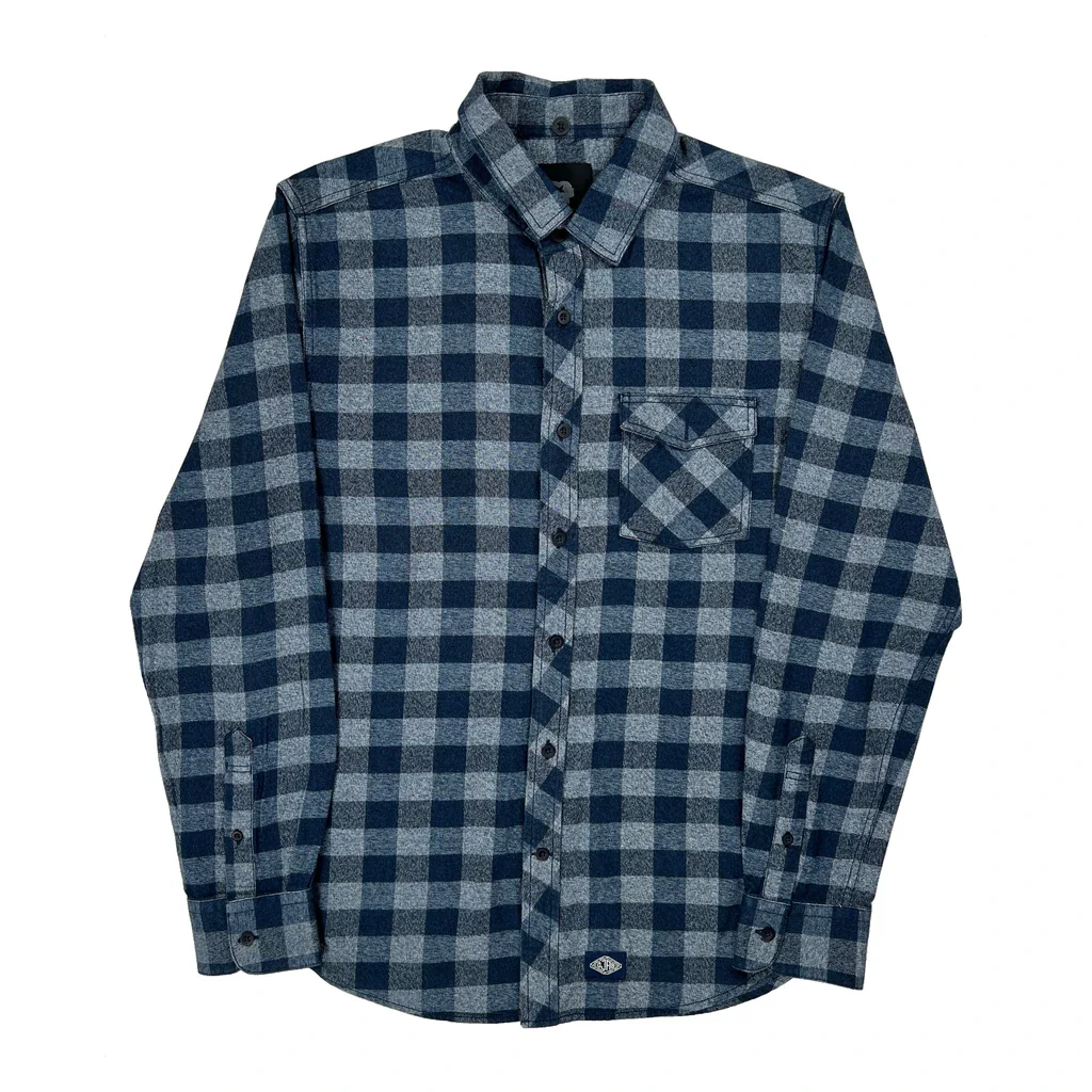 Djab Checked Flannel Shirt - Medium Blue Cotton
