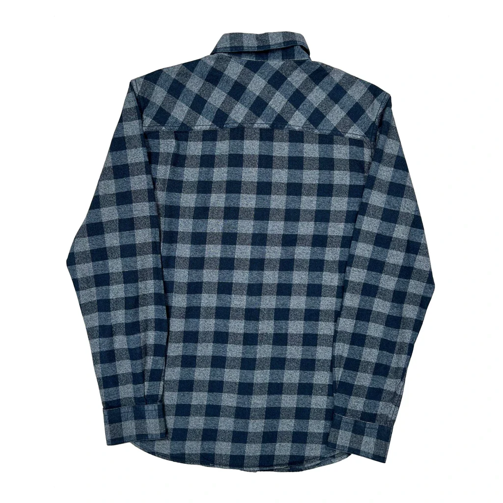 Djab Checked Flannel Shirt - Medium Blue Cotton - Image 2