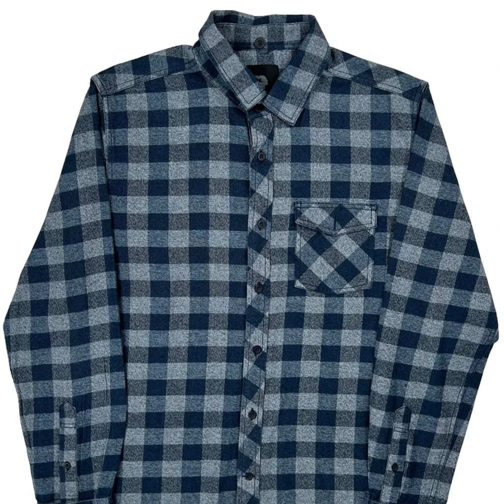 Djab Checked Flannel Shirt - Medium Blue Cotton - Image 5