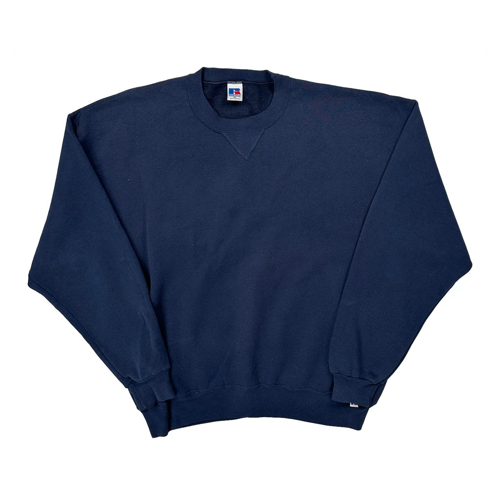 Dmc Construction Russell Athletic Graphic Sweatshirt - XL Navy Cotton