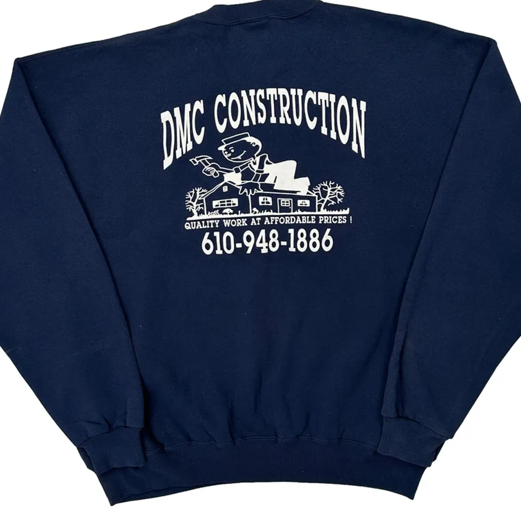 Dmc Construction Russell Athletic Graphic Sweatshirt - XL Navy Cotton - Image 7