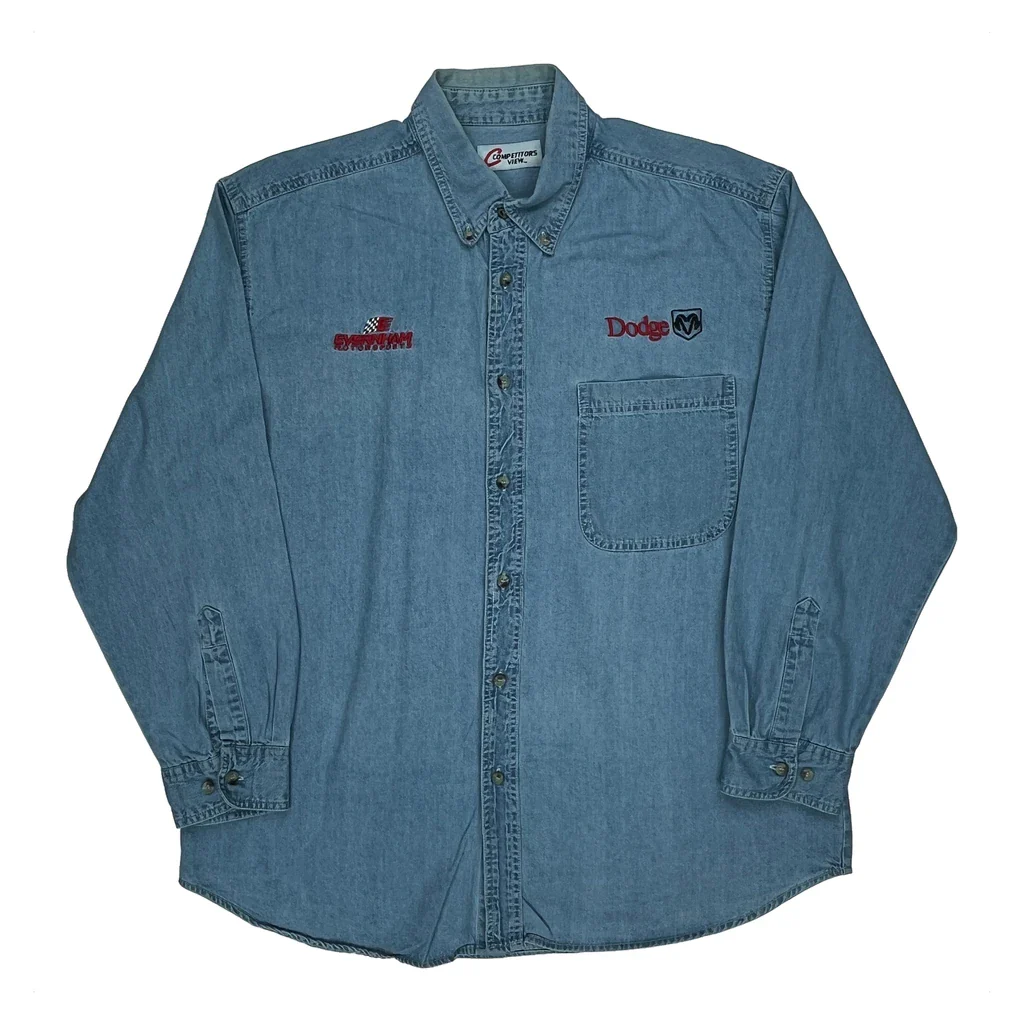 Dodge Competitors View Denim Shirt - Large Blue Cotton