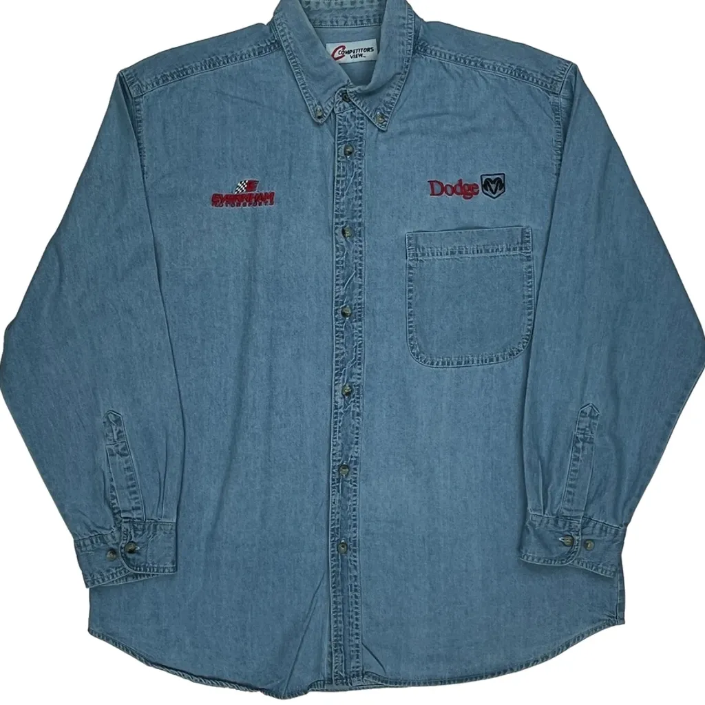 Dodge Competitors View Denim Shirt - Large Blue Cotton - Image 4