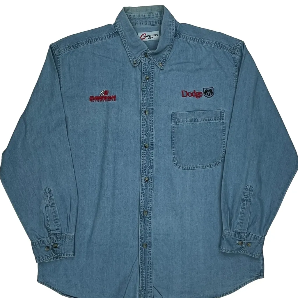 Dodge Competitors View Denim Shirt - Large Blue Cotton - Image 5
