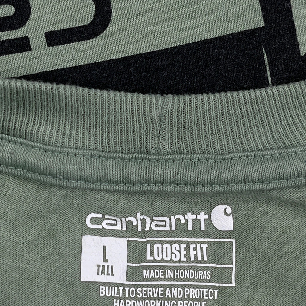 Dog And Truck Graphic Carhartt Graphic T-Shirt - Large Green Cotton - Image 3