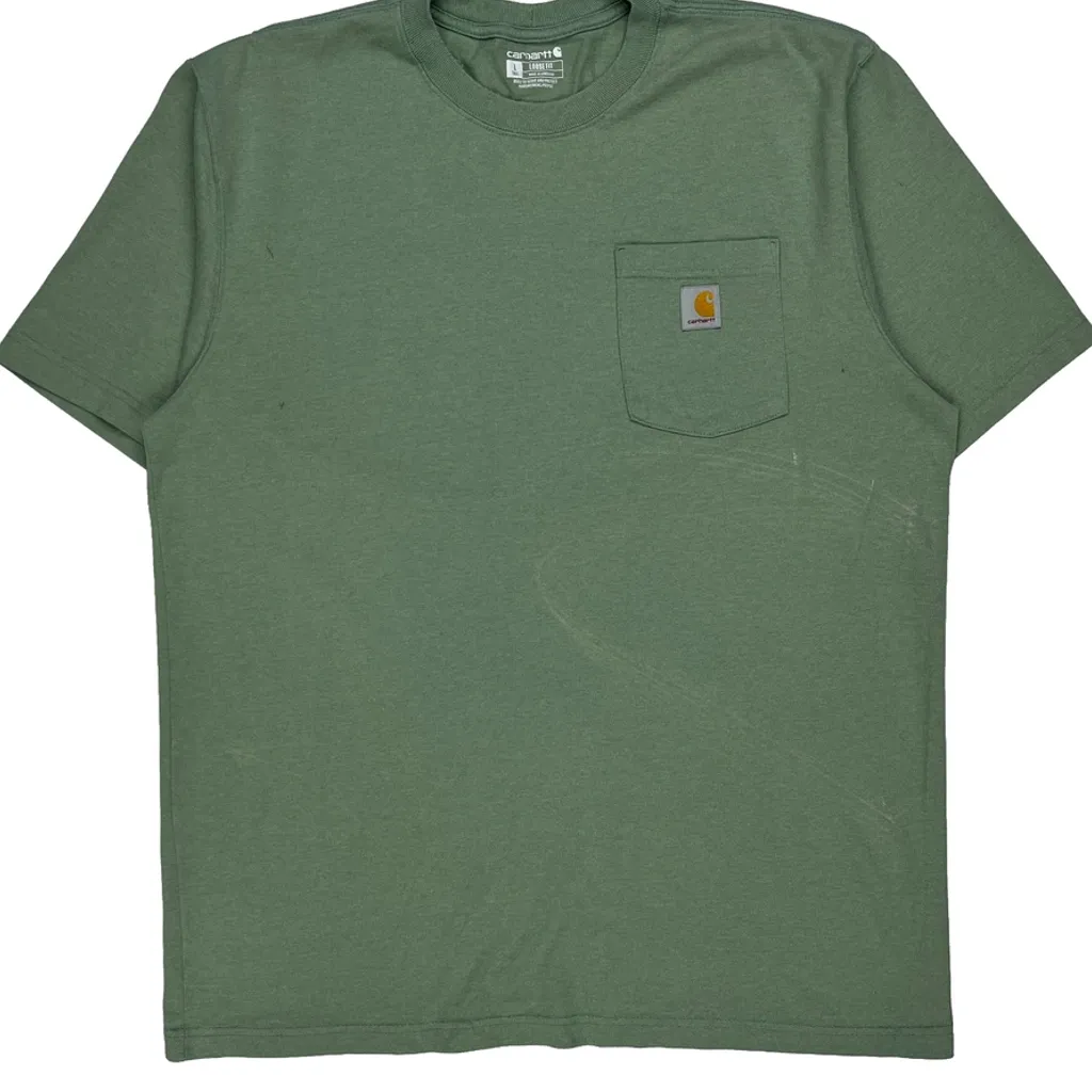 Dog And Truck Graphic Carhartt Graphic T-Shirt - Large Green Cotton - Image 4