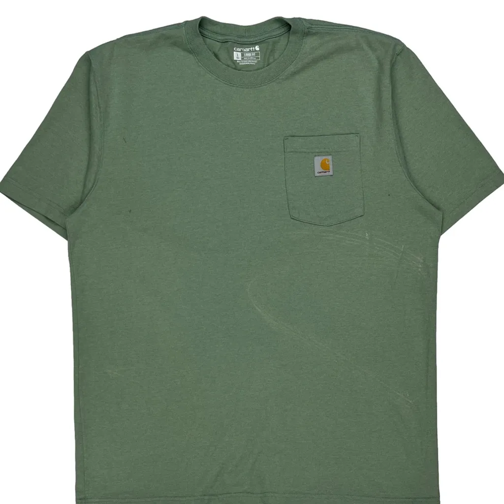 Dog And Truck Graphic Carhartt Graphic T-Shirt - Large Green Cotton - Image 5