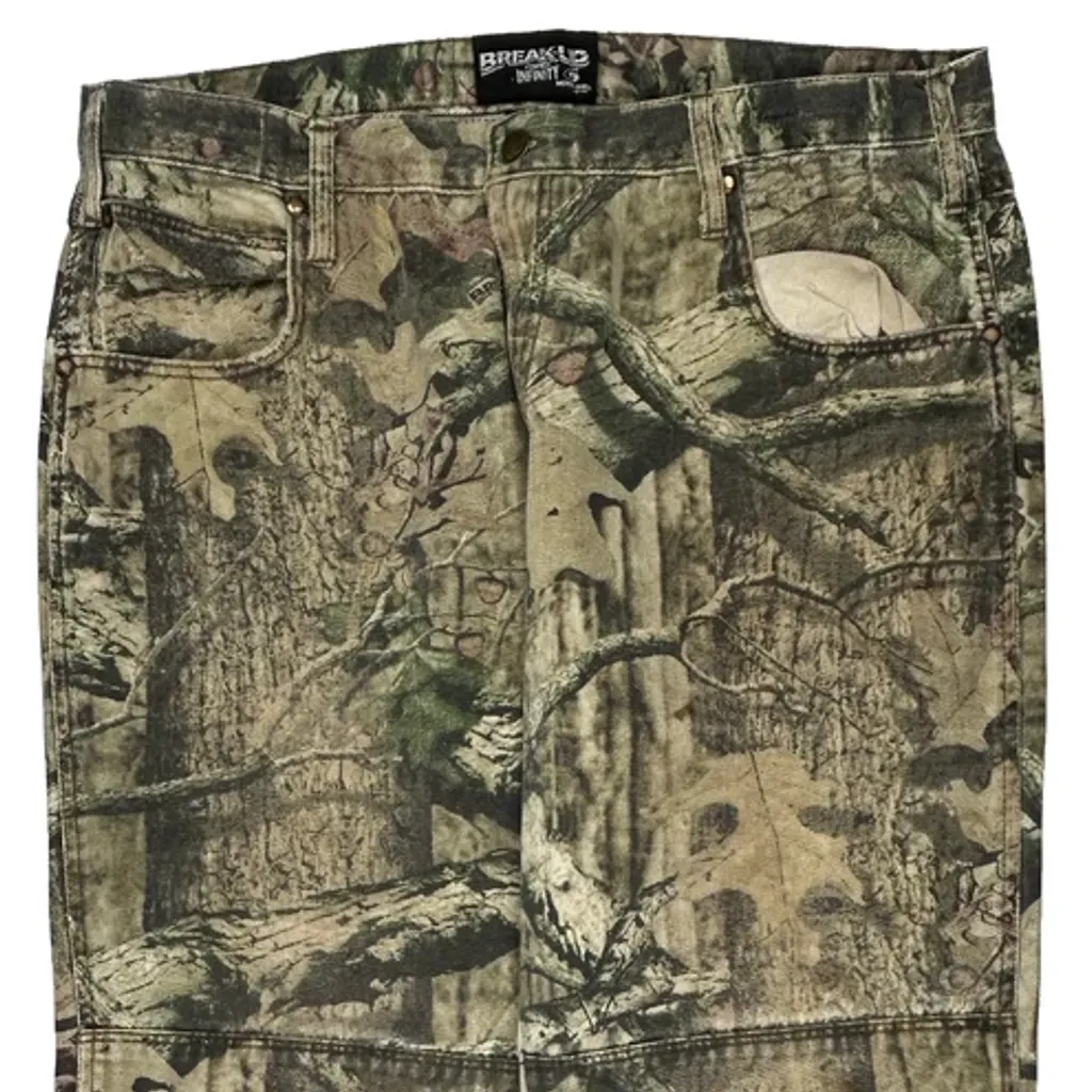 Double Knee Mossy Oak Camo Cargo Trousers - 36W 31L Green Cotton - Image 11