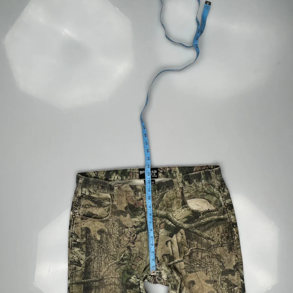 Double Knee Mossy Oak Camo Cargo Trousers - 36W 31L Green Cotton - Image 4