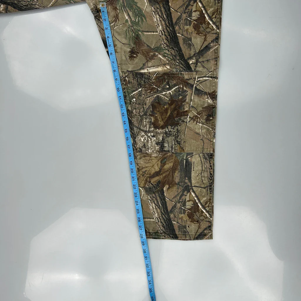Double Knee Wrangler Camo Cargo Trousers - 36W 28L Green Cotton - Image 5