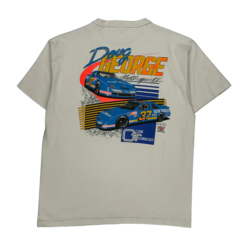 Doug George Motorsports Anvil Nascar T-Shirt - XL Cream Cotton - Image 2