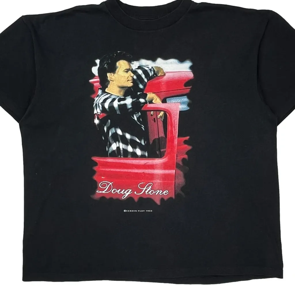 Doug Stone 1994 Tour Delta Single Stitch T-Shirt - 2XL Black Cotton - Image 5