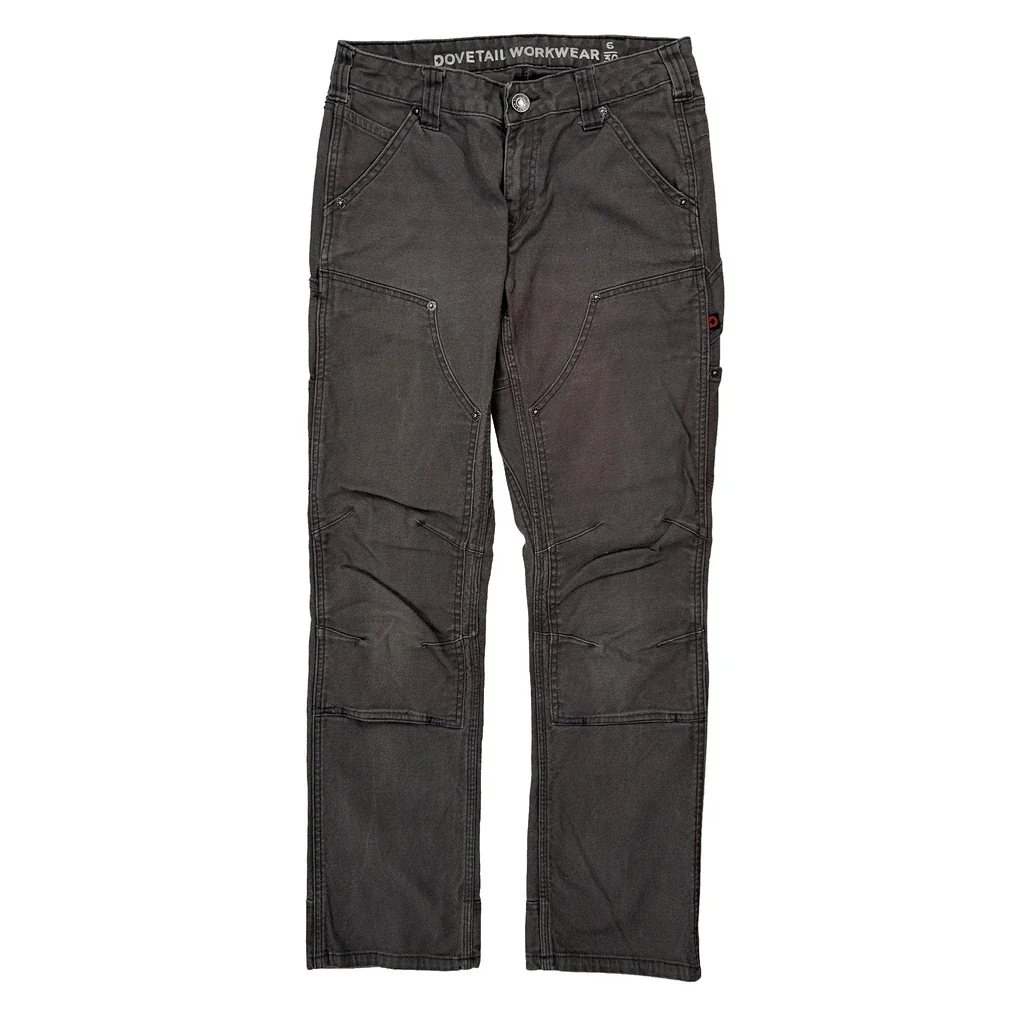 Dovetail Double Knee Cargo Trousers - 28W UK 8 Grey Cotton - Image 2