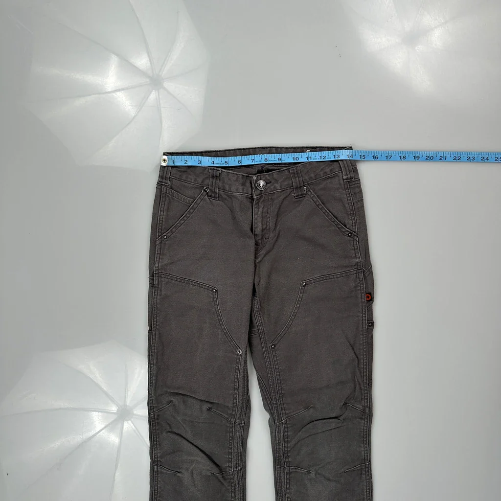 Dovetail Double Knee Cargo Trousers - 28W UK 8 Grey Cotton - Image 3