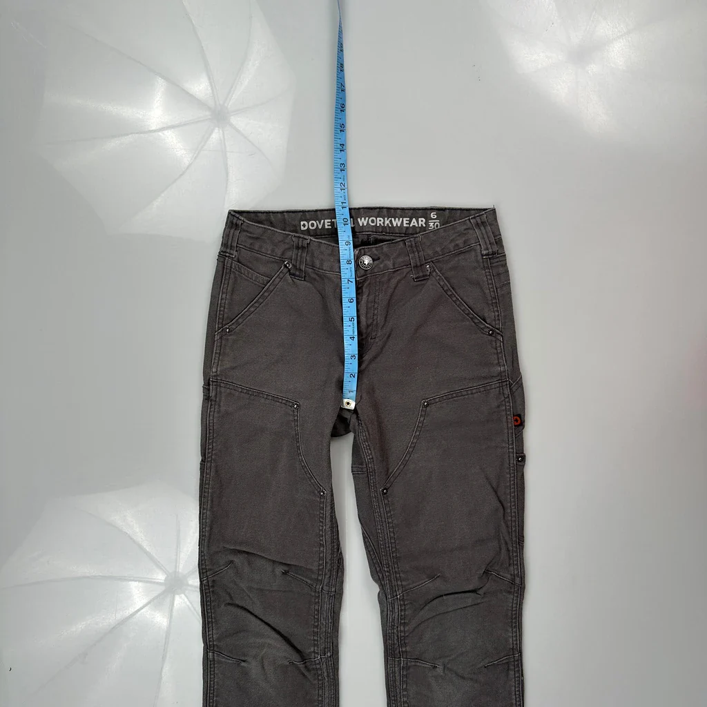 Dovetail Double Knee Cargo Trousers - 28W UK 8 Grey Cotton - Image 4