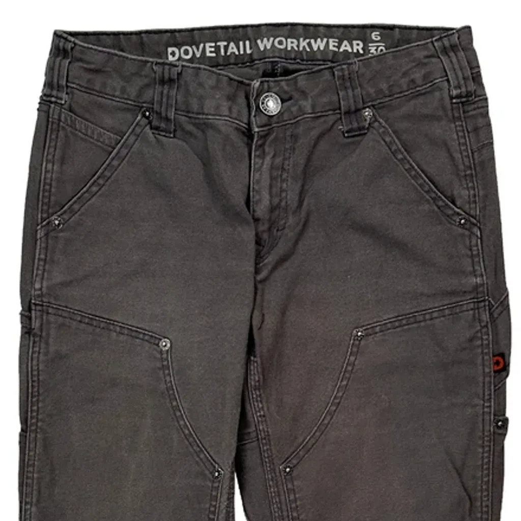 Dovetail Double Knee Cargo Trousers - 28W UK 8 Grey Cotton - Image 8