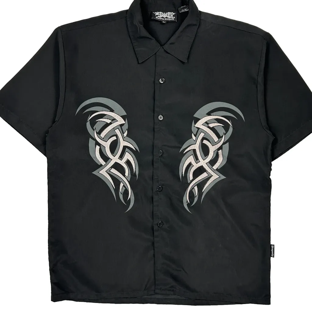 Dragonfly Graphic Short Sleeve Shirt - Large Black Cotton - Image 5