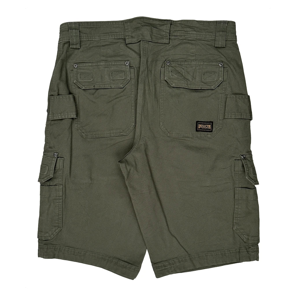 Duluth Cargo Shorts - 34W 13L Green Cotton