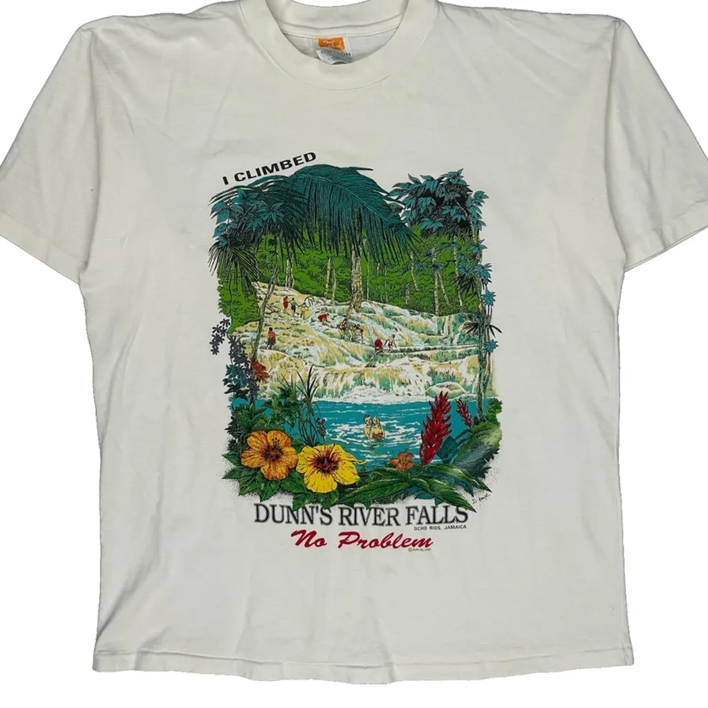 Dunn'S River Falls Unbranded Graphic T-Shirt - XL White Cotton - Image 4