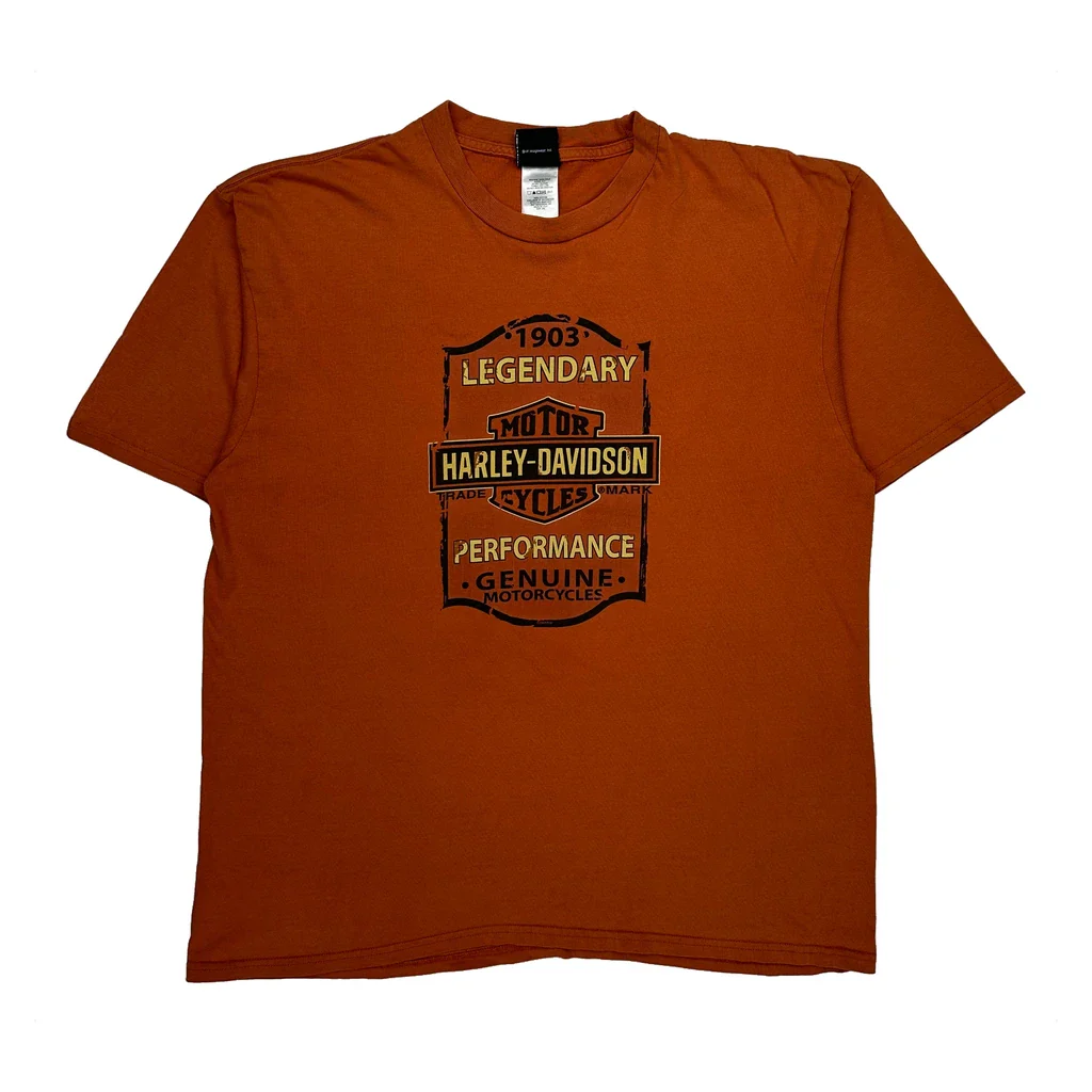 Durango, Co Harley Davidson Graphic T-Shirt - 2XL Orange Cotton