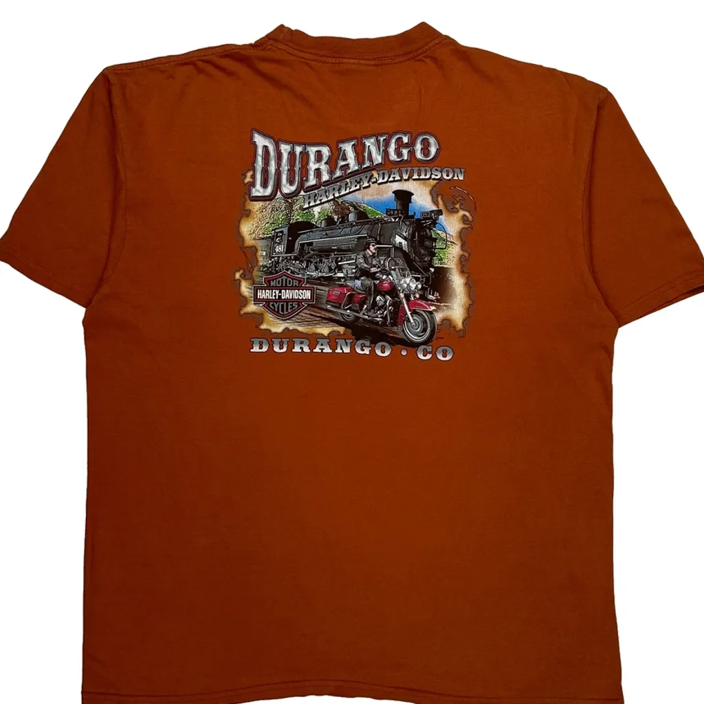 Durango, Co Harley Davidson Graphic T-Shirt - 2XL Orange Cotton - Image 7