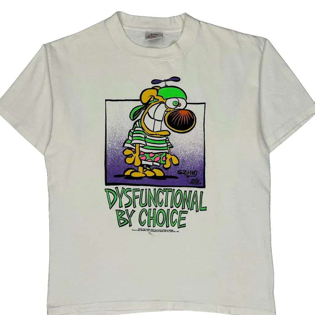 Dysfunctional By Choice Anvil Cartoon T-Shirt - Large White Cotton - Image 4
