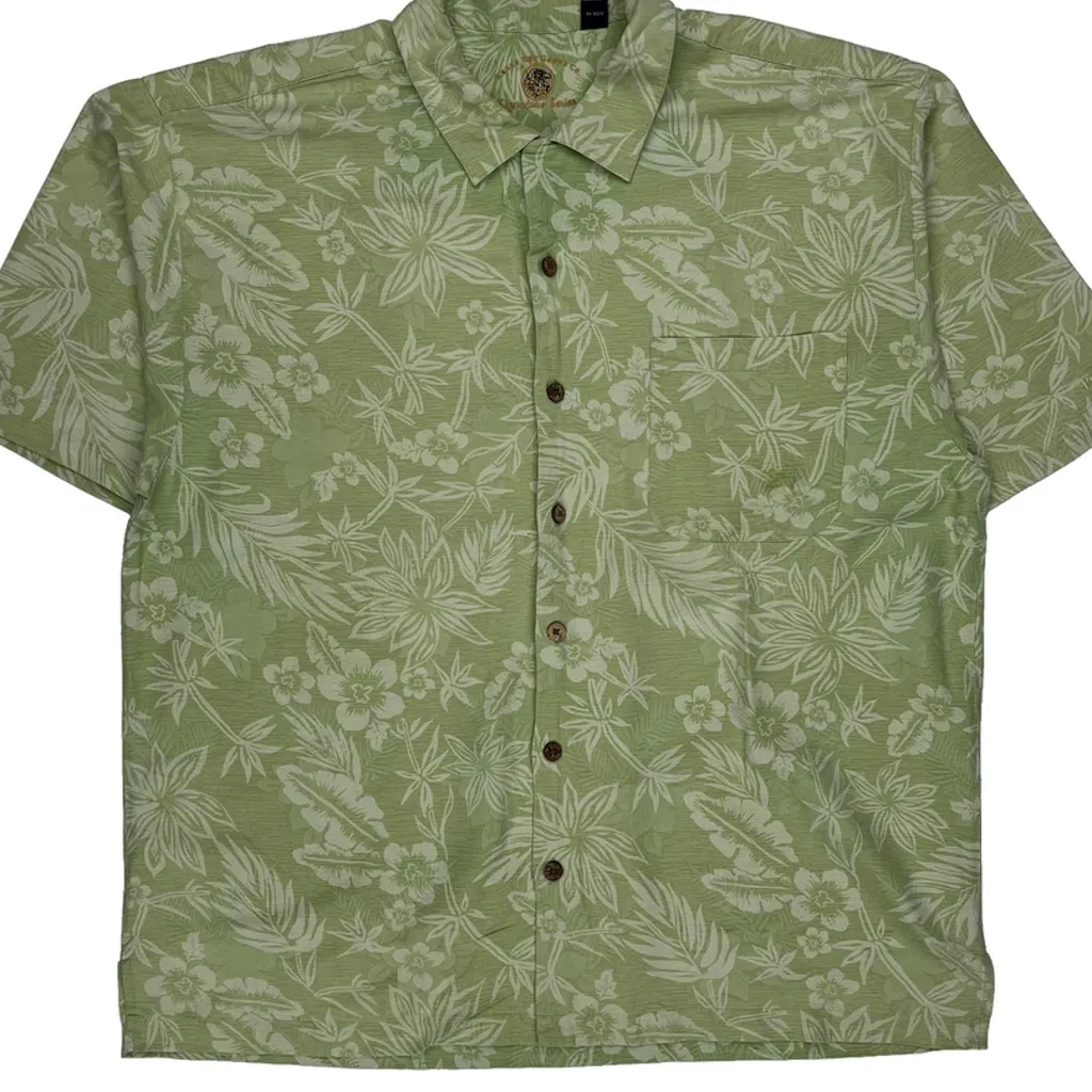 Eagle Dry Goods Co. Floral Hawaiian Shirt - XL Green Silk - Image 4