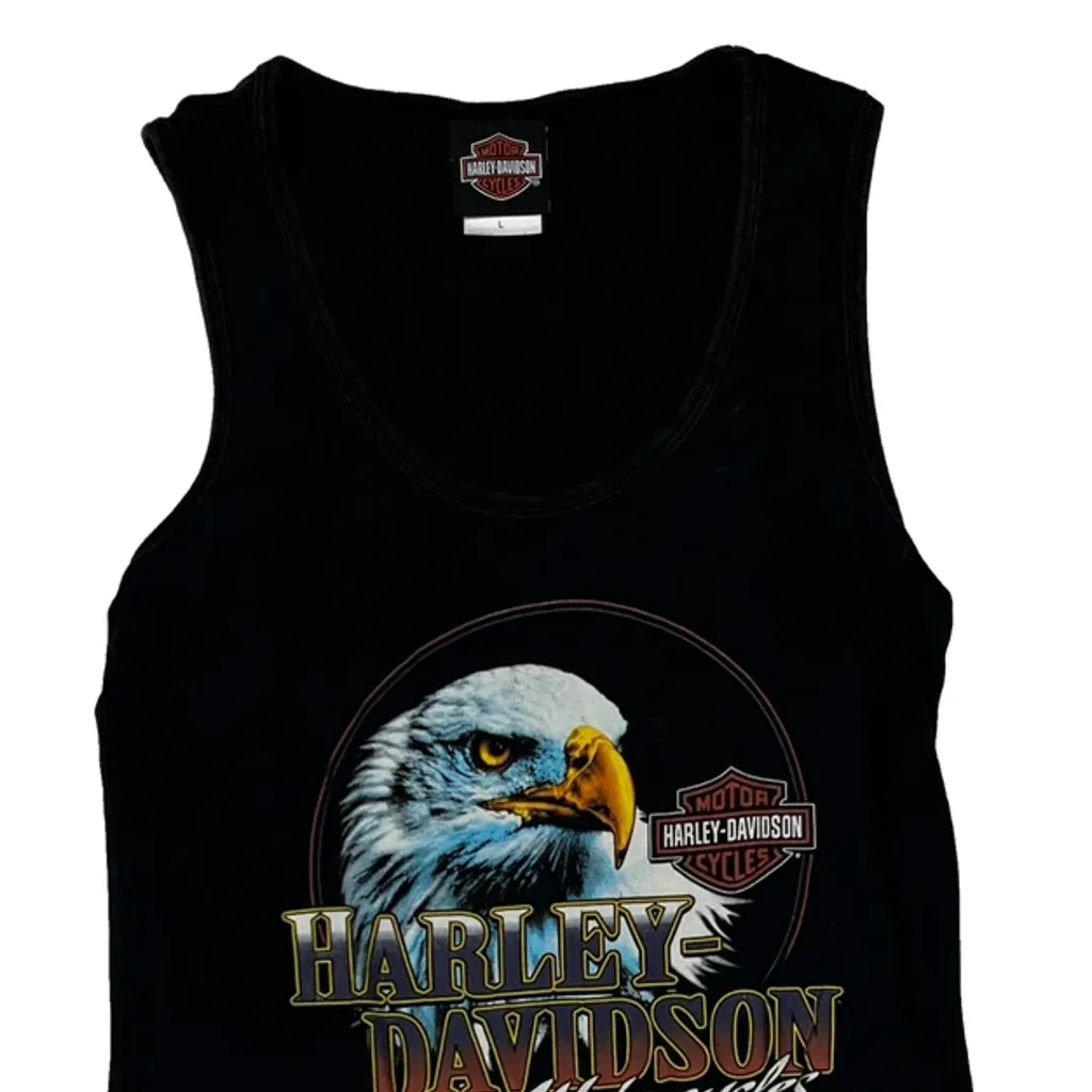 Eagle Graphic Harley Davidson Graphic Vest - Large Black Cotton - Image 5
