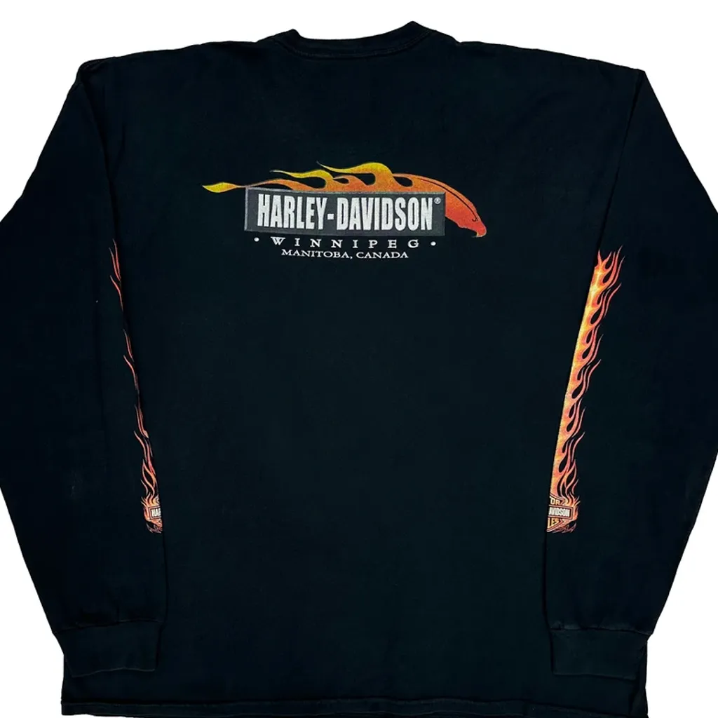 Eagle Harley Davidson Graphic Long Sleeve T-Shirt - 2XL Black Cotton - Image 7
