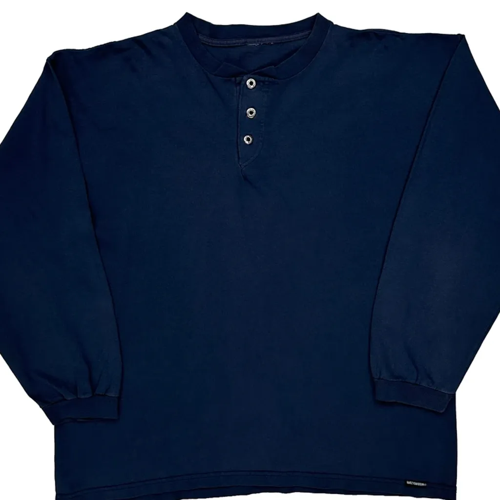 Eagle Harley Davidson Graphic Long Sleeve T-Shirt - XL Navy Cotton - Image 4