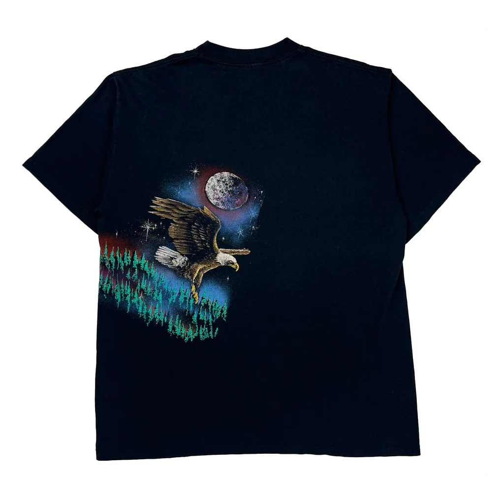Eagle Print Hazelwoods Single Stitch T-Shirt - XL Black Cotton - Image 2