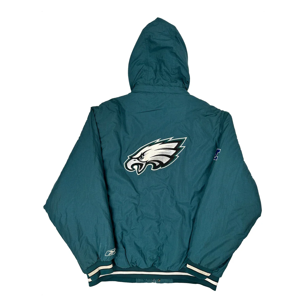 Eagles Reebok Graphic Varsity Jacket - XL Green Polyester - Image 2