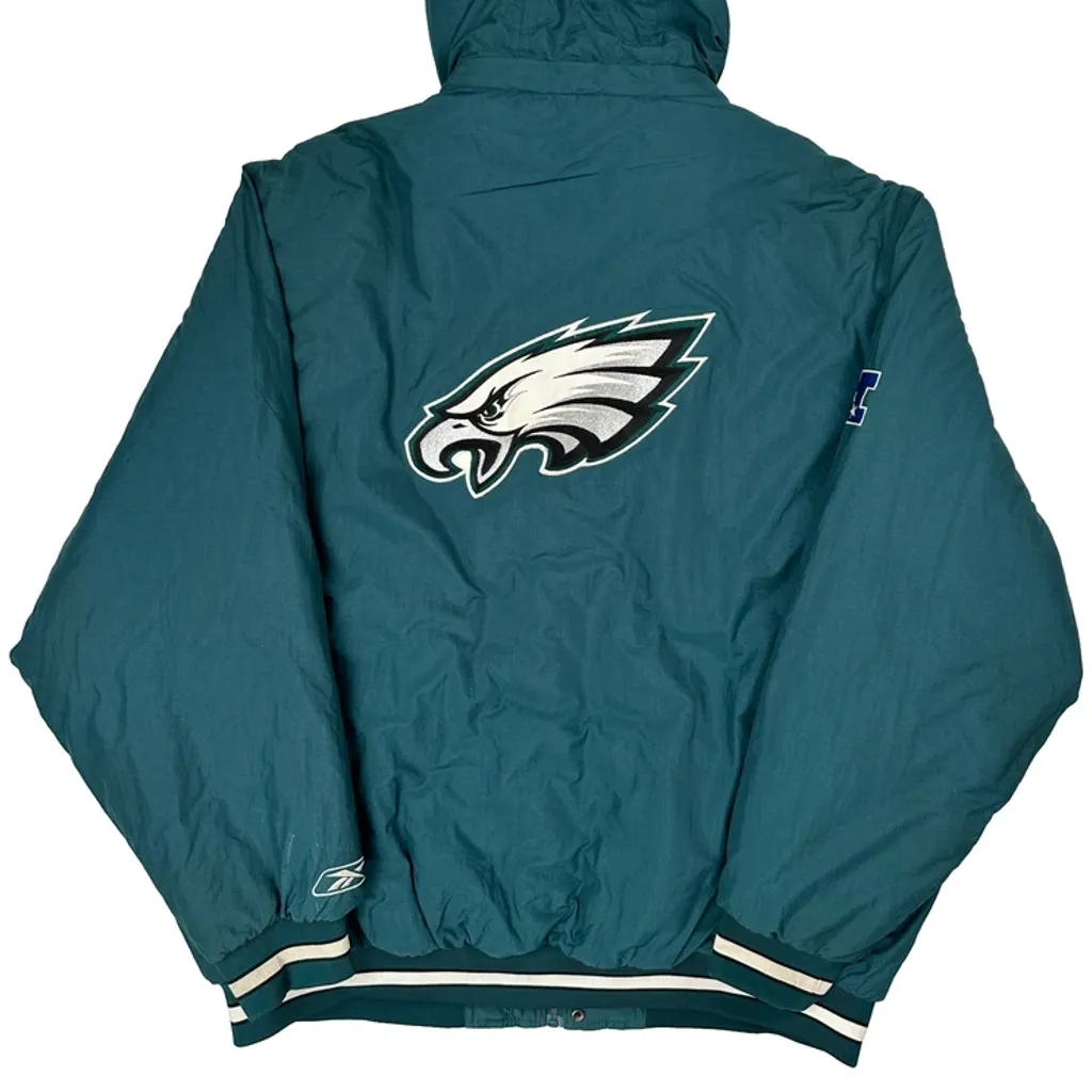 Eagles Reebok Graphic Varsity Jacket - XL Green Polyester - Image 7