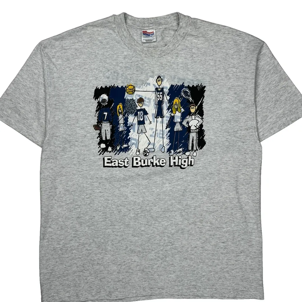 East Burke High Hanes Single Stitch T-Shirt - XL Grey Cotton Blend - Image 5