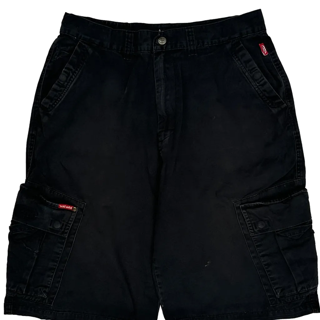 Ecko Unltd Baggy Cargo Shorts - 32W 12L Black Cotton - Image 9
