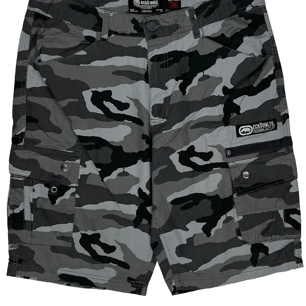Ecko Unltd Camo Cargo Shorts - 35W 10L Grey Cotton - Image 9