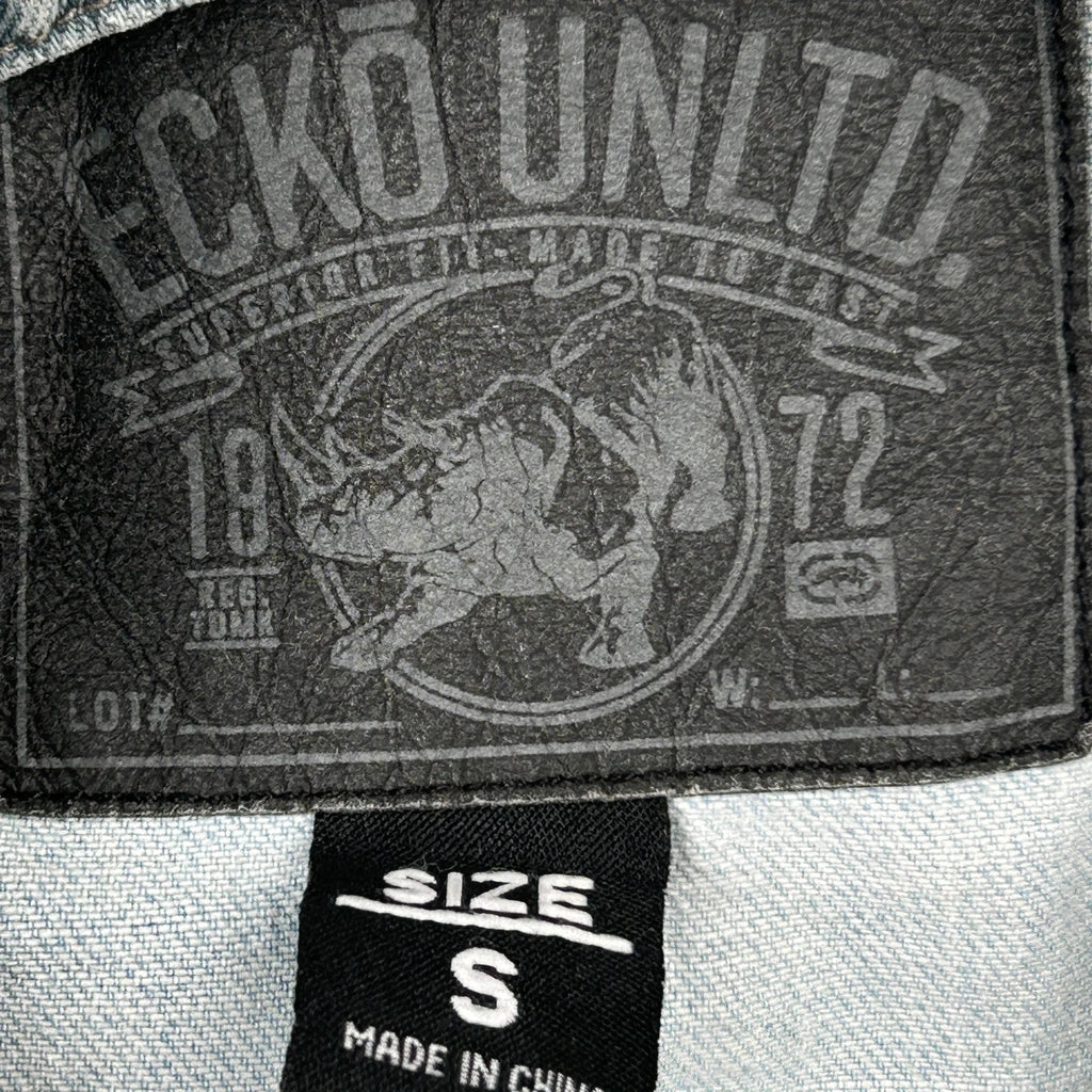 Ecko Unltd Denim Gilet - Small Light Wash Cotton Blend - Image 3