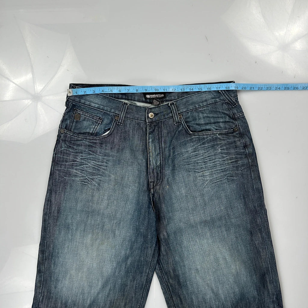 Ecko Unltd Baggy Denim Shorts - 38W 12L Blue Cotton - Image 3